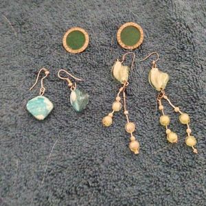 3 pairs of Colorful Gem Earrings